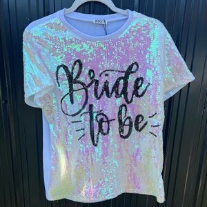 MRY White Sequin Bride to Be Tee